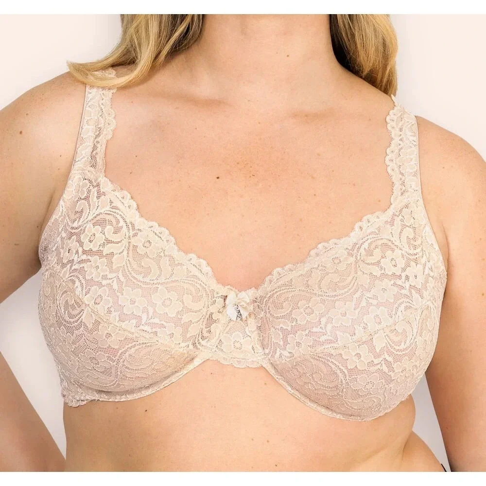 Smart And‎ Sexy Signature In The Buff Lace Size 42D Beige Semi Sheer With Bow